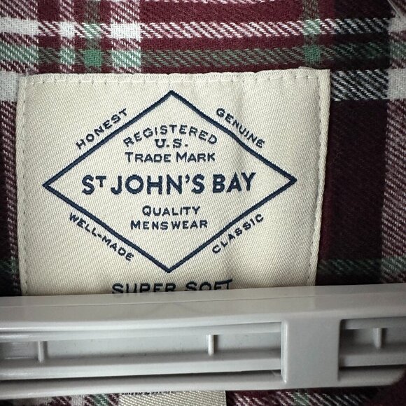 ST. JOHN'S BAY MEN'S CLASSIC FIT COTTON FLANNEL SHIRTPLAID PATTERN, SIZE S SMALL - Picture 2 of 11